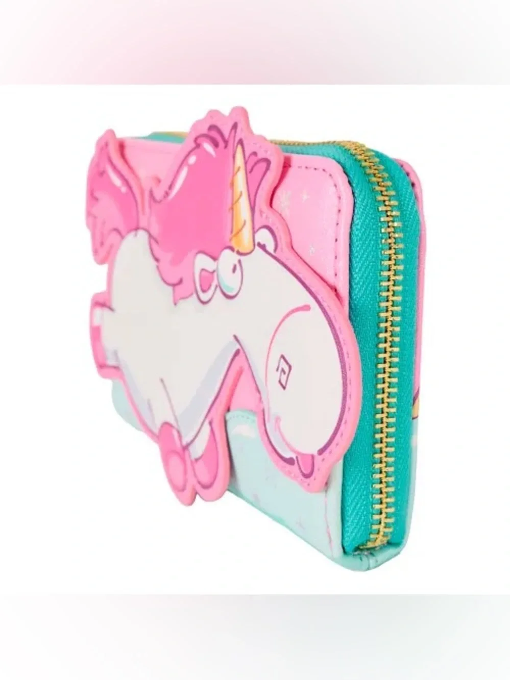 LOUNGEFLY Minions Fluffy Unicorn Rainbow Glitter Zip Around Wallet NWT